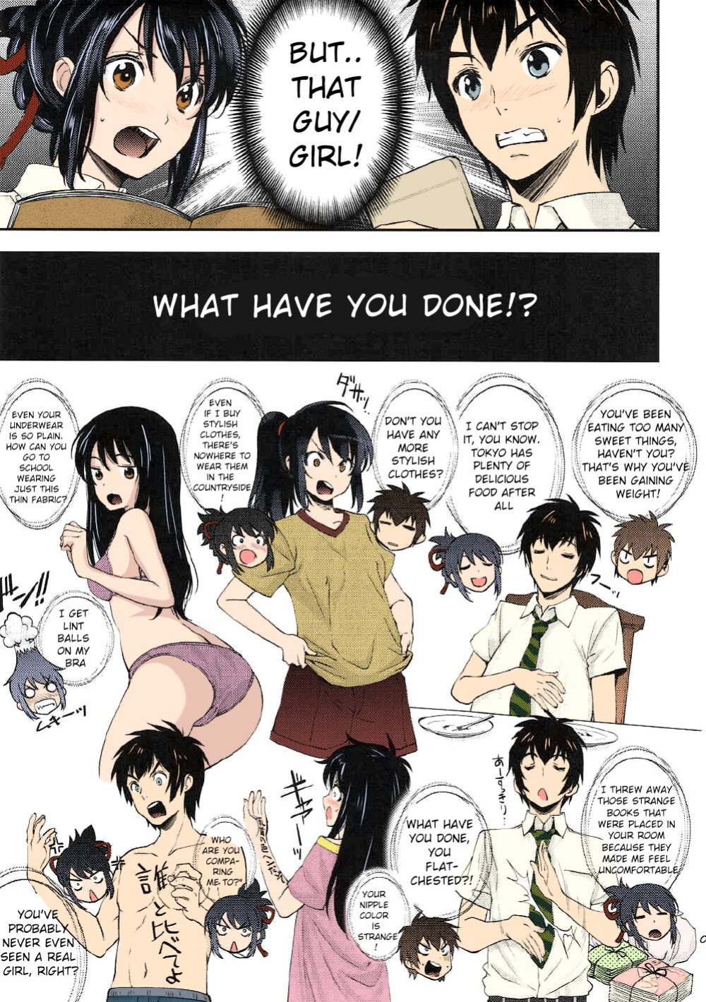 Kimi no Na wa. - & and & - Mitsuha Miyamziu & Teshigawara Katsuhiko (Coelacanth) (colored by mikakucoloring)