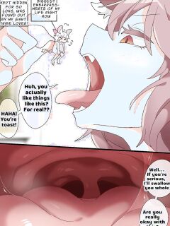 [imaat] A vore manga of a giant girl with animal ears swallowing her tiny lover whole while cursing him [English/Japanese]