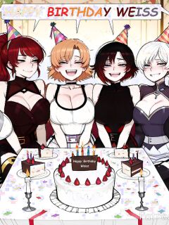 [Phanary] Weiss(Futa) x RWBY Girls Happy Birthday! [AI Generated]